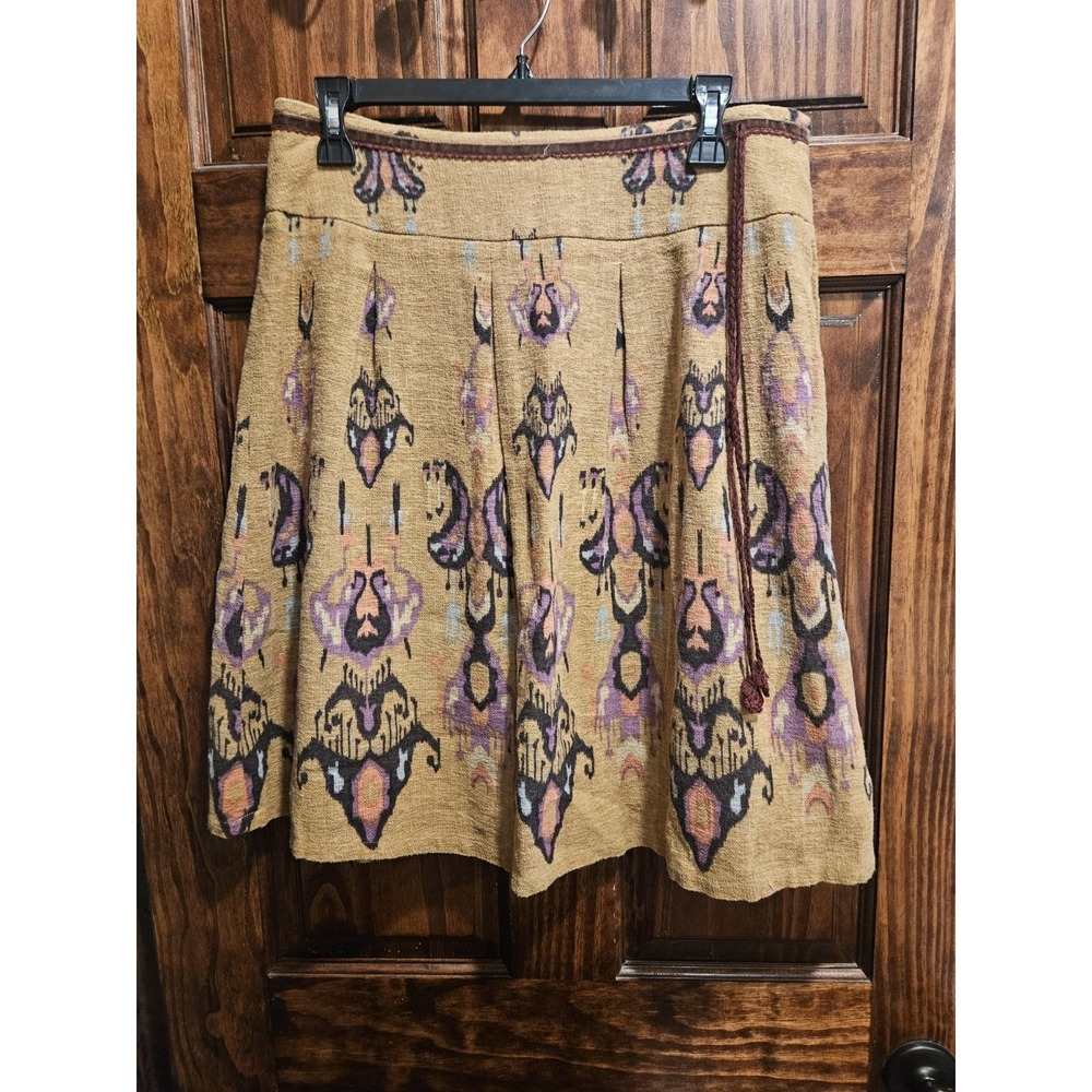 Thursday Island Brown Aztec Southwestern Vintage A-Line Skirt Women Medium Boho
